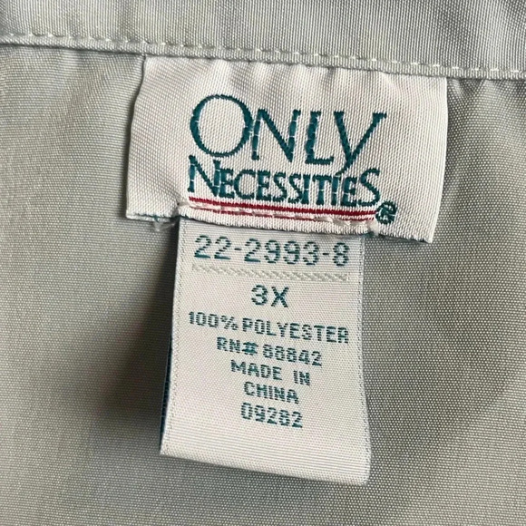 Only Necessities 3X Button Down Short Sleeve Blouse - Light Green - Picture 3 of 7